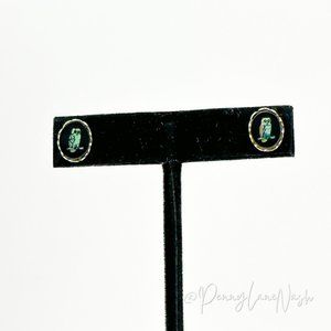 Vintage Mini Ovals with Irridescent Owl Stud Earrings